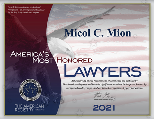 Micol C. Mion - America's Most Honored Lawers 2021